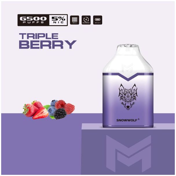 Triple Berry Snowwolf Mino 6500 Puffs Single Disposable