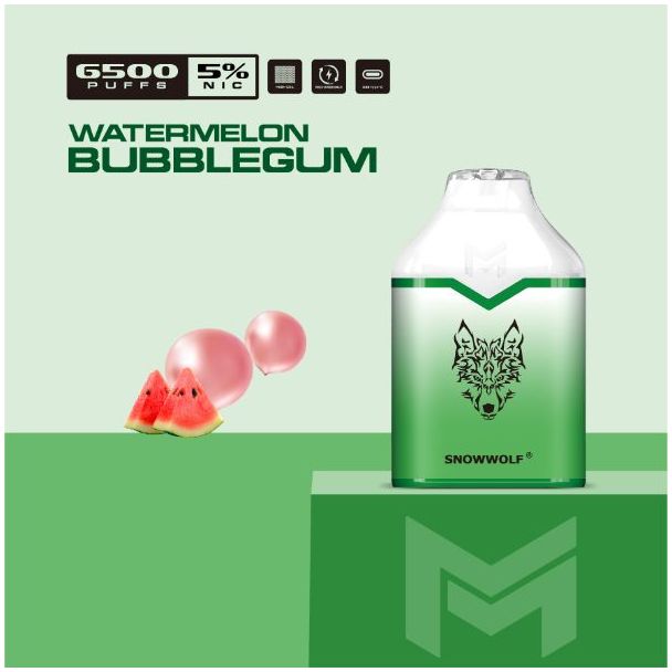 Watermelon Bubblegum Snowwolf Mino 6500 Puffs Single Disposable