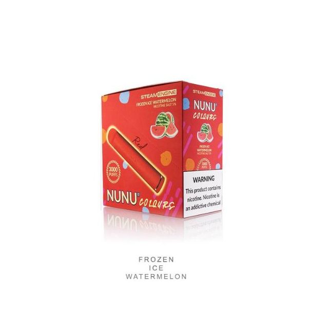 Frozen Ice Watermelon Steam Engine Vape Nunu Colours 3000 Puffs Disposable 10-Pack Bulk Price!