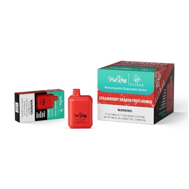 Strawberry Dragon Fruit Mango Pod King x Elf Bar XC5000 Disposable 10-Pack Ejuices Wholesale Price!