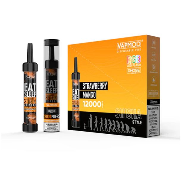 Best Deal VapMod DHose Bar QD71 12000 Puffs Rechargeable Disposable - Strawberry Mango
