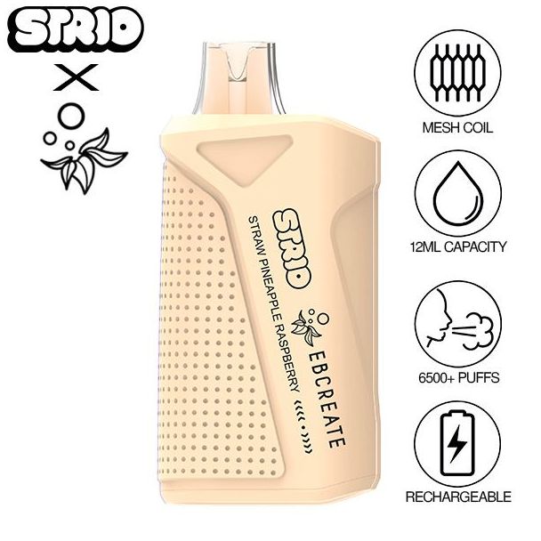 Strio Ebcreate Straw Pineapple Raspberry Flavor 6500 Puffs`