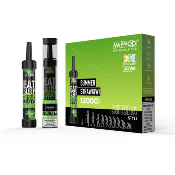 Best Deal VapMod DHose Bar QD71 12000 Puffs Rechargeable Disposable - Summer Strawkiwi