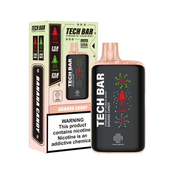 Tech Bar 25000 Puffs Disposable-Single Disposable-5%-25mL - Banana Candy