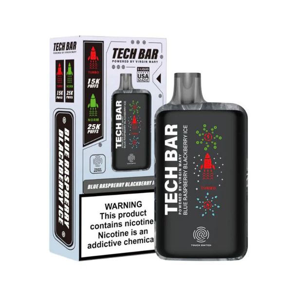 Tech Bar 25000 Puffs Disposable-Single Disposable-5%-25mL - Blue Raspberry Blackberry Ice