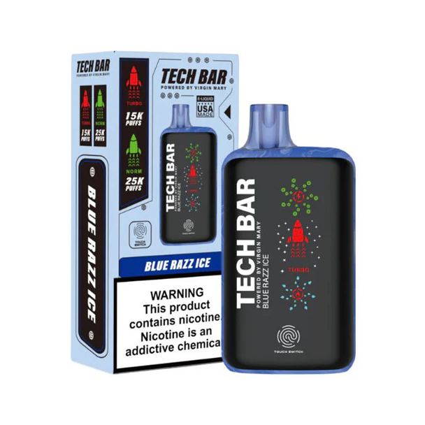 Tech Bar 25000 Puffs Disposable-Single Disposable-5%-25mL - Blue Raspberry Blackberry Ice