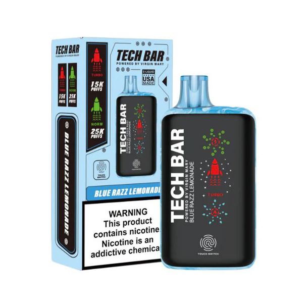 Tech Bar 25000 Puffs Disposable-Single Disposable-5%-25mL - Blue Razz Lemonade