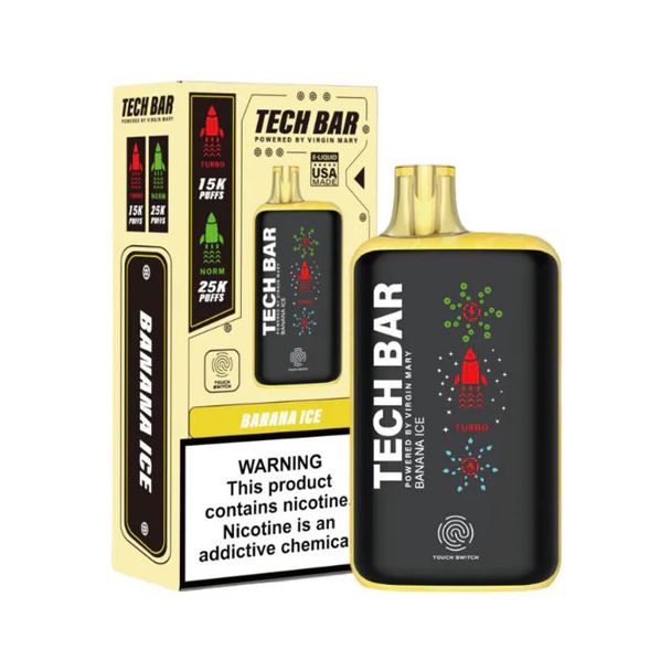 Tech Bar 25000 Puffs Disposable-Single Disposable-5%-25mL - Banana Ice
