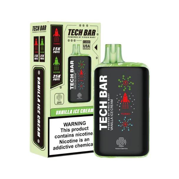 Tech Bar 25000 Puffs Disposable-Single Disposable-5%-25mL - Vanilla Ice Cream