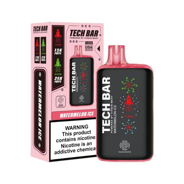 Tech Bar 25000 Puffs Disposable-Single Disposable-5%-25mL - Watermelon Ice