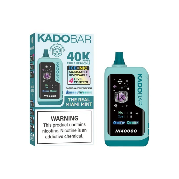 Best Deal KadoBar NI40000 Ice + Nicotine Control Disposable Vape 24mL 5 Pack - The Real Miami Mint