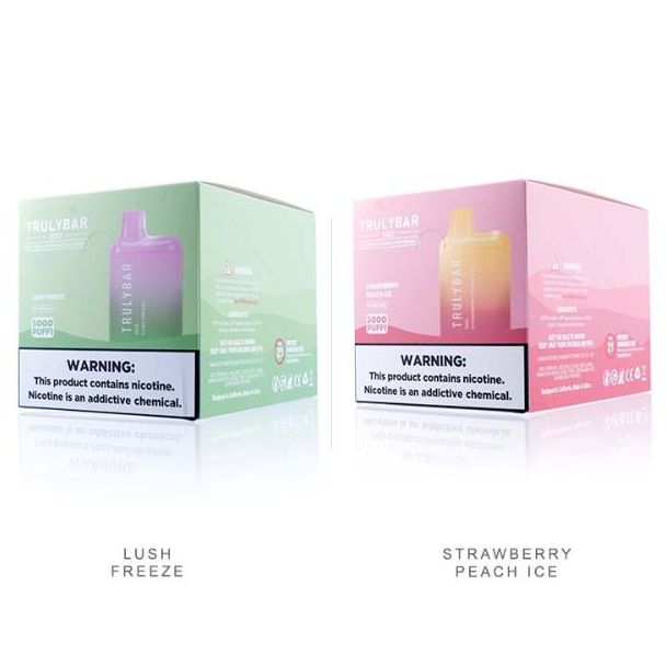 Lush Freeze & Strawberry Peach Ice Truly Bar 5000 Puffs Disposable 10-Pack Bulk Price!