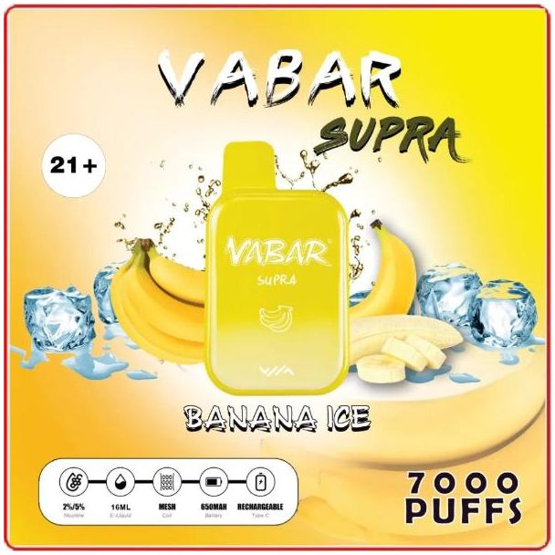 Banana Ice Vabar Supra 7000 Puffs Disposable 10-Pack Bulk Deal!