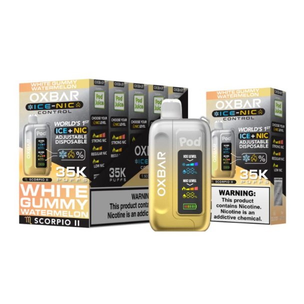 OXBAR x Pod Juice ICE-NIC Control 35,000 Puffs Disposable -  White Gummy Watermelon