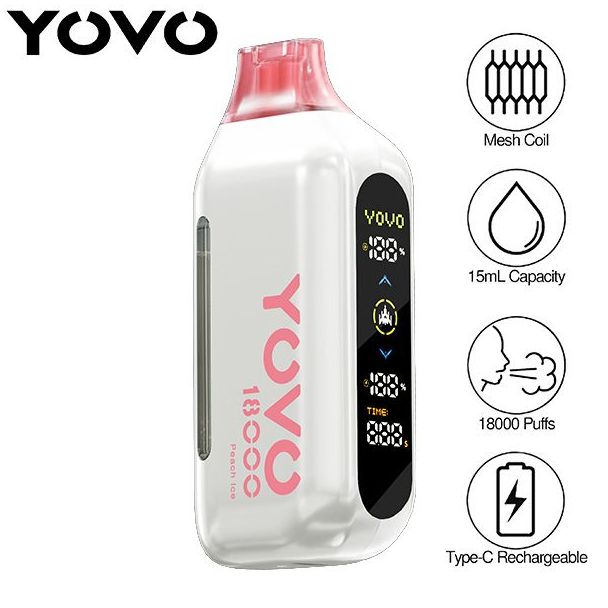 YOVO Ultra 18000 Puffs Disposable Peach Ice