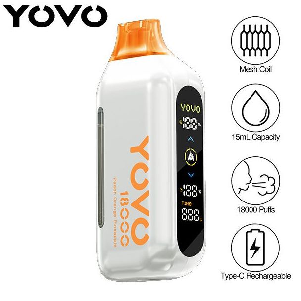 YOVO Ultra 18000 Puffs Disposable Peach Orange Pineapple