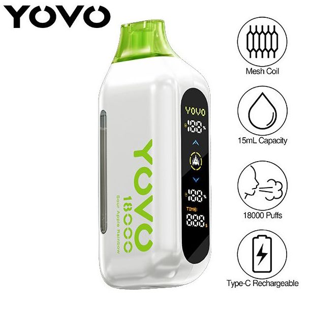 YOVO Ultra 18000 Puffs Disposable Sour Apple Rainbow